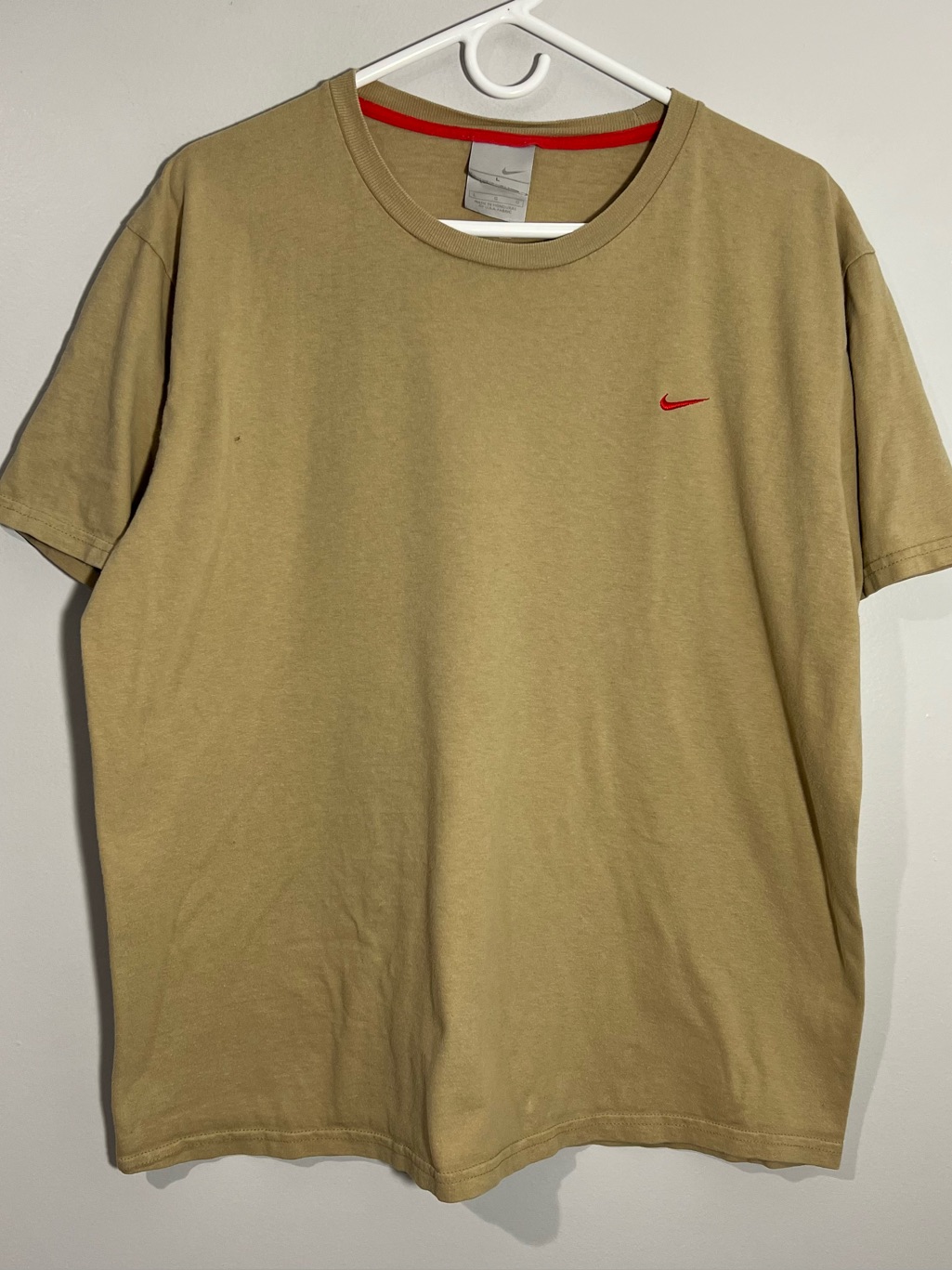 Vintage Y2k Silver Tag Nike Brown Red Swoosh Short Sleeve T-Shirt Mens Large